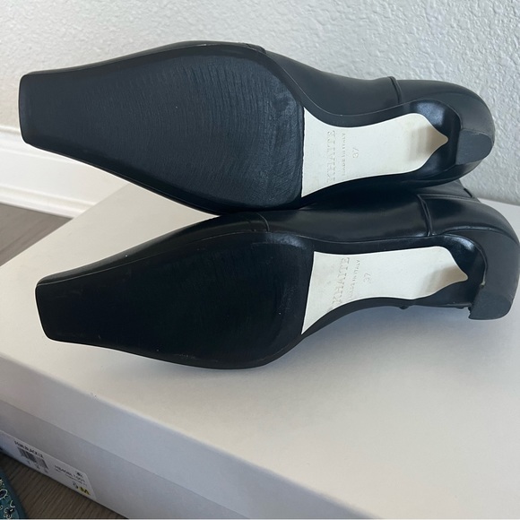 Khaite Dallas Black Leather Ankle Boots Bootie Size 37 Short Western - Picture 8 of 11